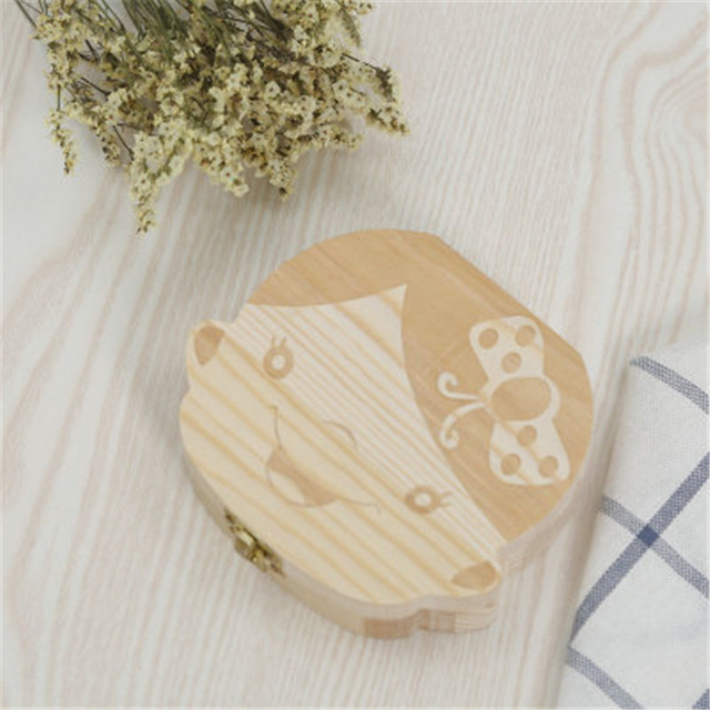 Russisch/Frans Kids Houten Tand Doos Babies Tand Organizer voor Kid Bladverliezende Opbergdoos Creatieve Kind Melk tanden Doos: French Girls
