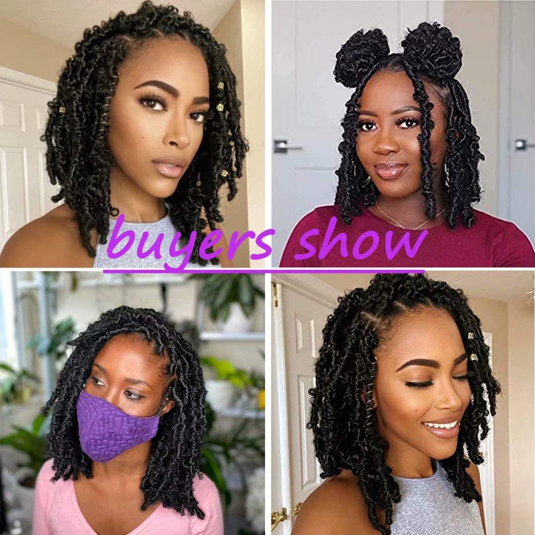 Butterfly Locs Crochet Hair 12inch Synthetic Distressed Faux Locs Crochet Braids Pre Looped Natural Messy Pre-twisted Braids