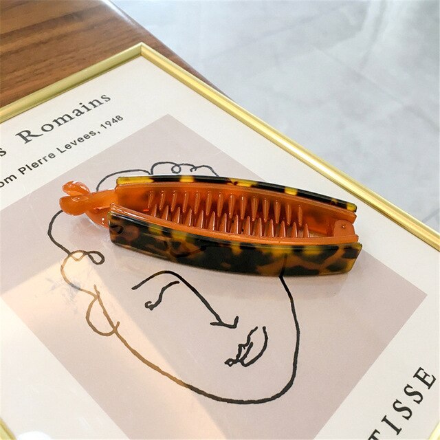 Vintage luipaard acetaat haarklemmen bananenklemmen vrouwen draaiende clips haarklemmen haarklemmen haaraccessoires: Koffieschildpad