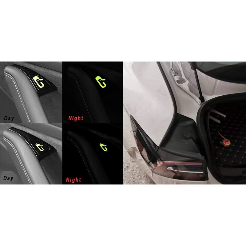 Top8Pcs for Tesla Model 3 Car Door Open Exit Sticker Luminous Button Sticker Kit & 10x Door Seal Kit Soundproof Strip Weather