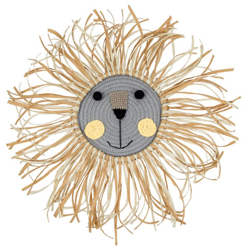 Animal tête mur ornement bébé fille chambre dessin animé Lion suspendus décorations coton fil tissage décor tenture murale jouets: 3