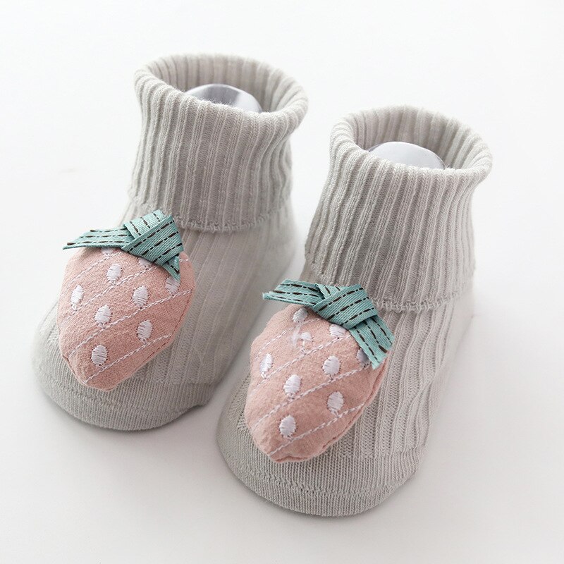 Bambino appena nato Ragazze 3D Frutta Bowknot Antiscivolo Boot Calzini e Calzettoni Del Pavimento Del Bambino Calzini e Calzettoni: B / 9m