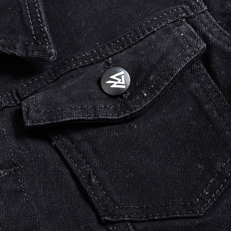 Sokotoo-chaqueta vaquera ajustada de manga larga para hombre, chaqueta vaquera negra informal con cuello vuelto, de parche, ropa de abrigo, Top
