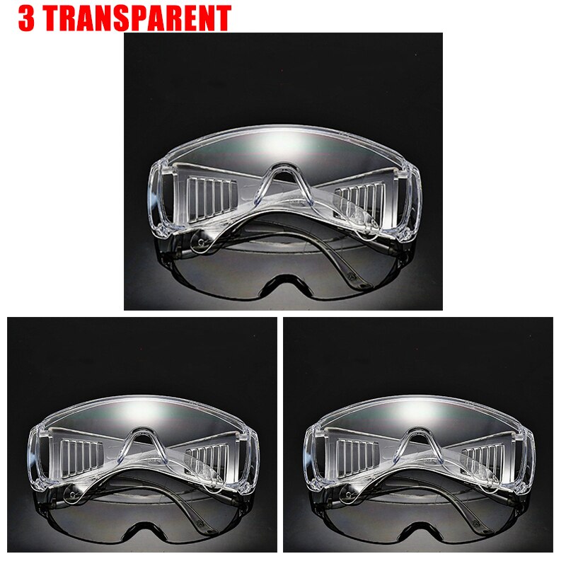 Safety Goggles Personal Protective Equipment, Polycarbonate Safety Glasses Anti-Virus Dust-Proof Wind-Proof Protective Glasses: 3PCS  Goggles TR