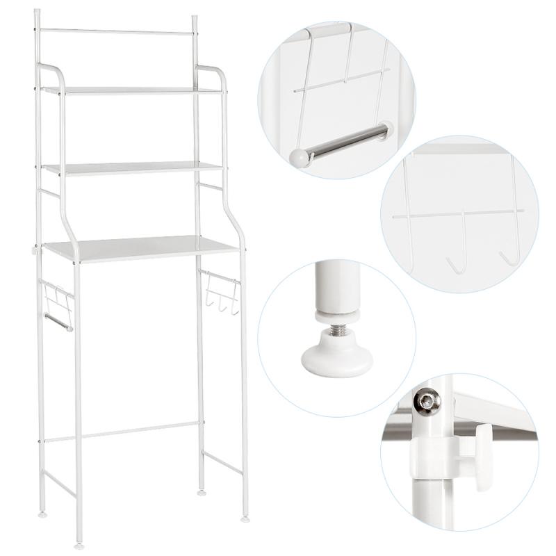 Stainless Steel Rack Toilet Cabinet Shelving Kitchen Washing Machine Rack Bathroom Space Saver Shelf clean Hold WC cabinet