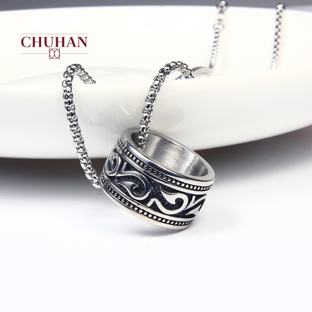 Chuhan enkle smykker rotting blad mønster enkel vintage mænds ring rustfrit stål ring titanium stål mænd ringe  j212