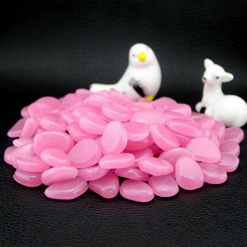 300Pcs Glow in the Dark Garden Pebbles Glow Stones Rocks for Walkways Garden Path Patio Lawn Garden Yard Decor Luminous stones: Purple 