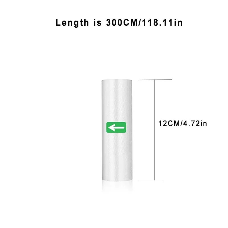 Sacs scellés sous vide pour aliments, rouleaux de sacs économiseurs d'aliments, sac d'emballage sous vide domestique, sacs de stockage sous vide pour scelleuse, 1 rouleau, 300cm: WHITE