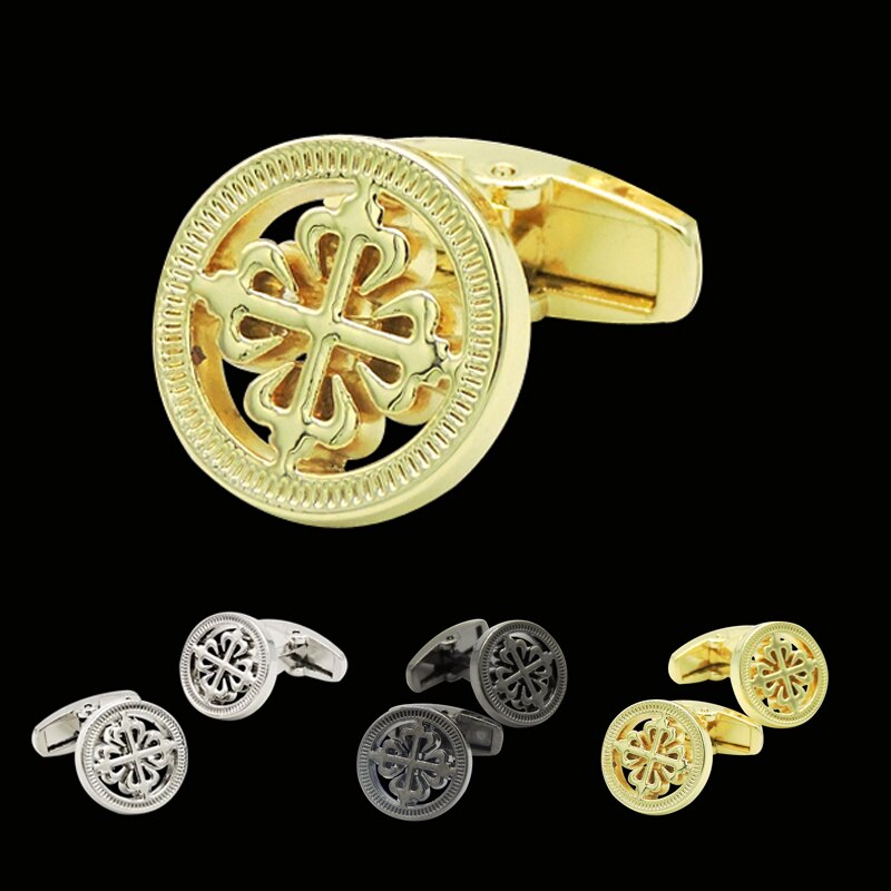 Man Manchetknopen Cross Manchetknopen Gold Zilveren Zwarte Kleur Knop Franse Manchetten Pak Accessoires Bruiloft Sieraden
