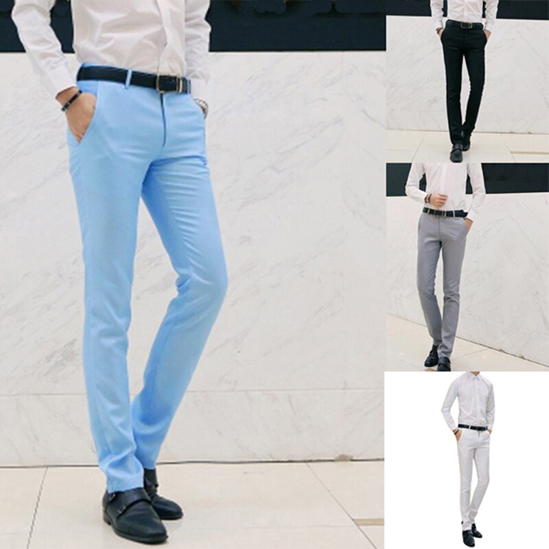 Dress bukser menn dress bukser herre business bukser mann mann rett bukser solid passform smart klassiske bukser