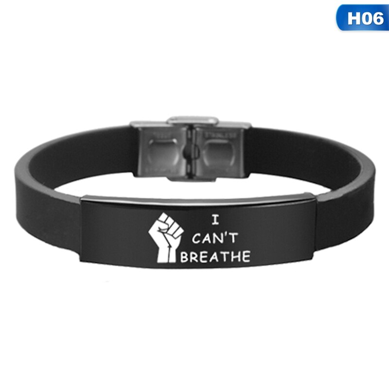 Zwart Leven Kwestie Amerikaanse Protest Ik Kan Niet Ademen Armband Vuist Silicagel Armbanden Siliconen Armbanden Mannen Vrouwen Sieraden: BL5867H06