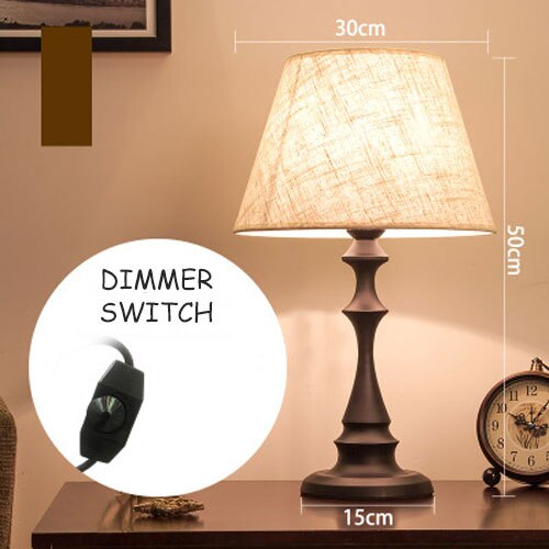 Table Lamps for Bedroom Bedside LED Nordic Modern Fabric Shade Desk Light for Living Room Study E27 Decor Lighting Night Lights: A Style Black Dimmer