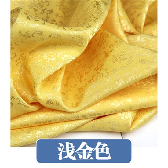 100x120 cm Satijn Brokaat Stof Jacquard Traditionele Draak Bloem DIY Stof 916-2: yellow