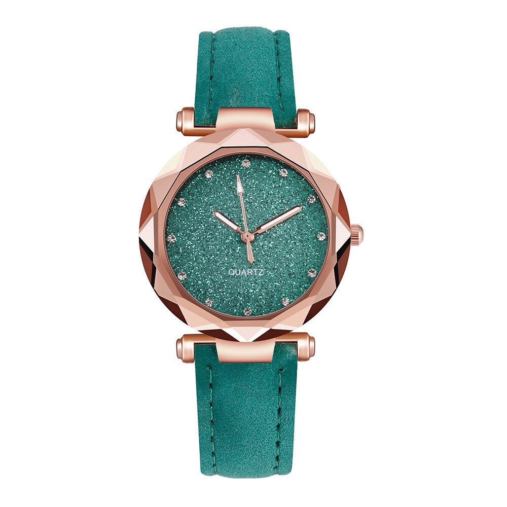 Reloj de pulsera con diamantes de imitación para Mujer, accesorio de lujo con cielo estrellado: Verde