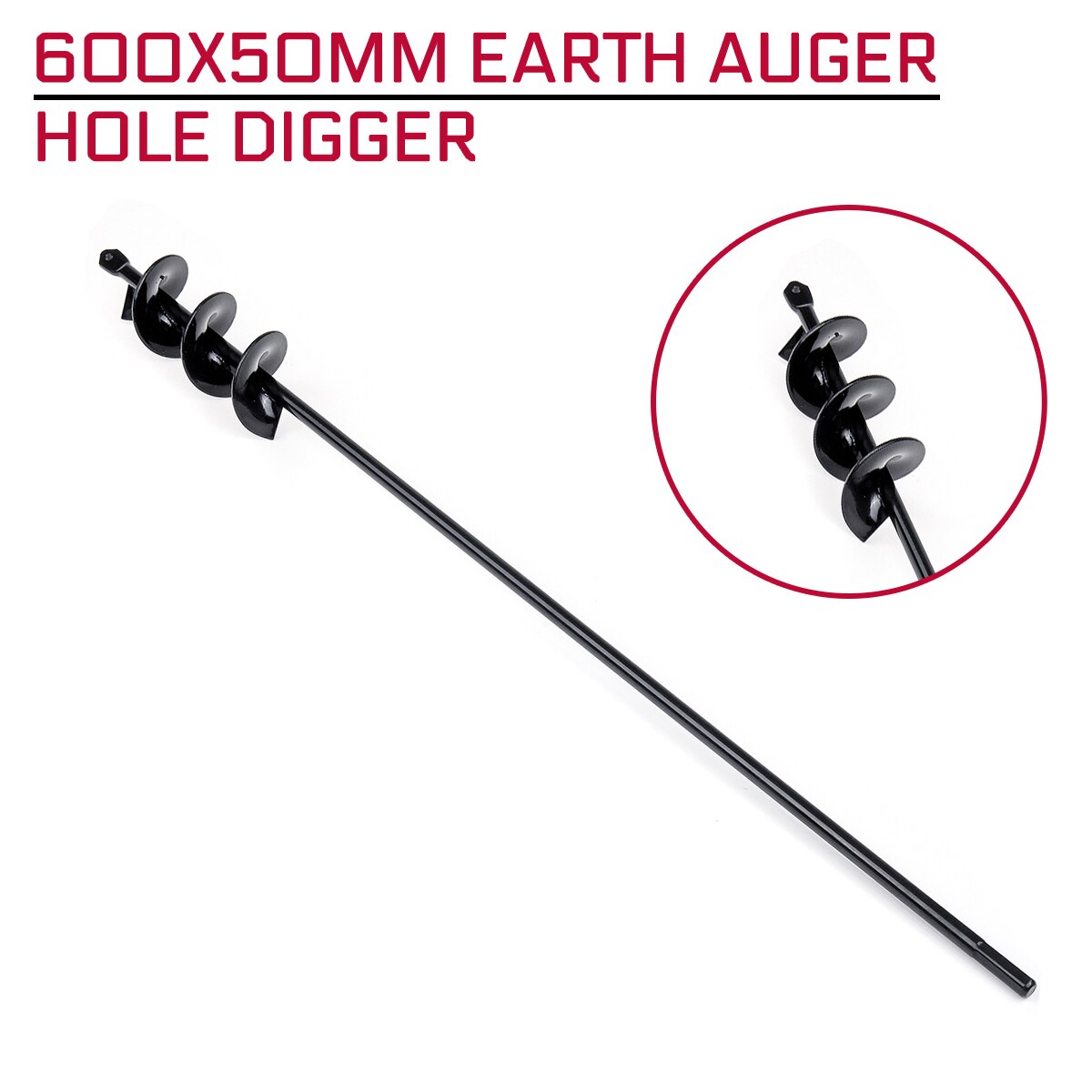 1pcs Earth Auger Hole Digger Tool 600x50mm Borer Post Hole Digger Garden Planting Machine Drill Bit Garden Auger Tool