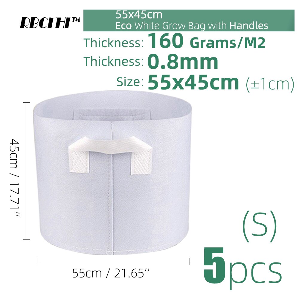 RBCFHI 24 tipos de bolsas de cultivo de tejido económico blanco aireación macetas no tejidas Control de raíces planta contenedor Bolsa plantación de jardín doméstico: 55x45cmx5pcs