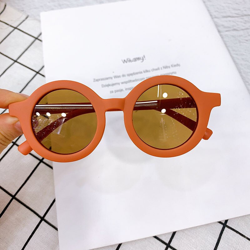 Retro børn solbriller  uv400 strand uv beskyttelse baby pige dreng solbriller rundt stel udendørs børn briller børn tilbehør: Orange