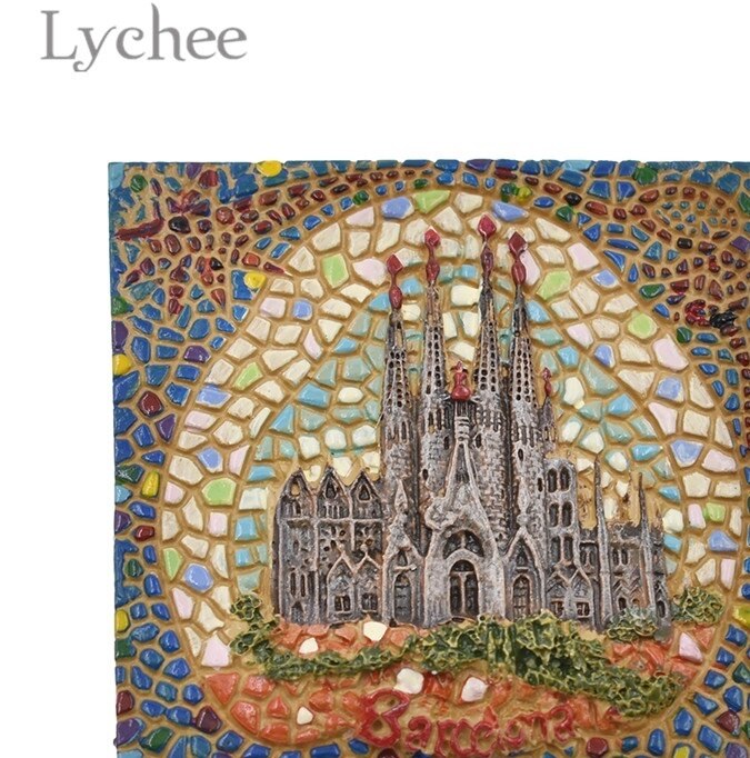 Lychee 1pcs 3D Barcelona Resin Fridge Magnet Landscape Refrigerator Magnets Travel Souvenir Kitchen Decoration: 2