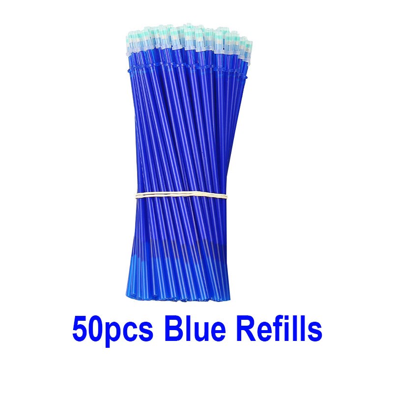 50pcs/Set Gel Pen Permanent Red Blue Black Ink Refill Black Pen Shells Ballpoint Fine-Nib School Office Writing Stationery: 50pcs Blue