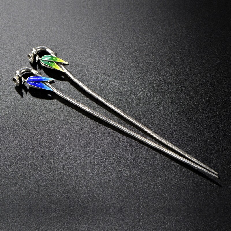 Taike thai silberhaar cloisonné archaize kontrahiert windblatt haarnadel zweifarbig optional
