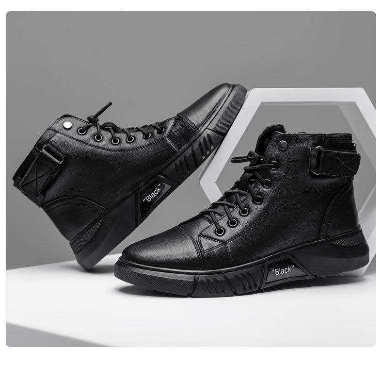Martini-Botas de cuero para hombre, zapatos informales a la , mocasines de piel, color negro, para Primavera e Invierno