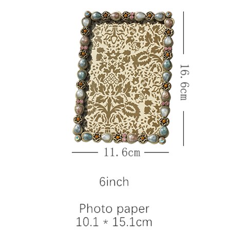 Painted Metal Diamond Photo Frame Wedding Photos Picture Frame European Style Luxurious Portrait Frame: 6 inch