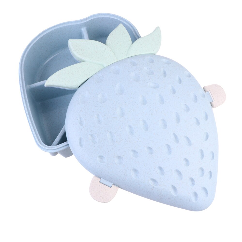 Tarwe Stro Fruit Verdeeld Plaat Aardbei Gedroogd Fruit Snack Tray Noten Snoep Opbergdoos Met Deksel): Blue