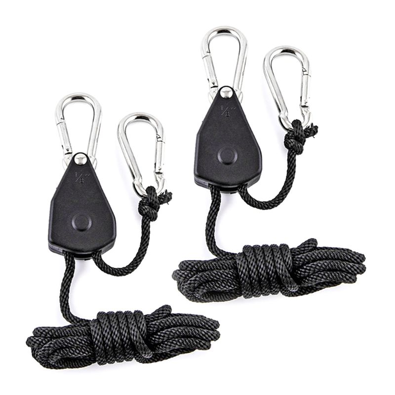 Trinquete de cuerda de polea de 1/8 pulgadas, colgador de bloqueo pesado, tienda de campaña de elevación para cordón, ventilador de habitación, cultivo de plantas, Camping y senderismo, 2 uds.