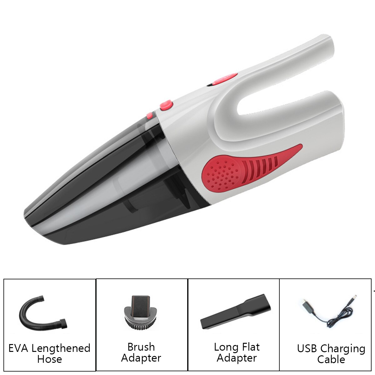 6500Pa Wireless/Wired Powerful Car Vacuum Cleaner Handheld 120W USB Cordless Wet&Dry Use Rechargeable Home Car Vacuum Cleaner: Wireless White