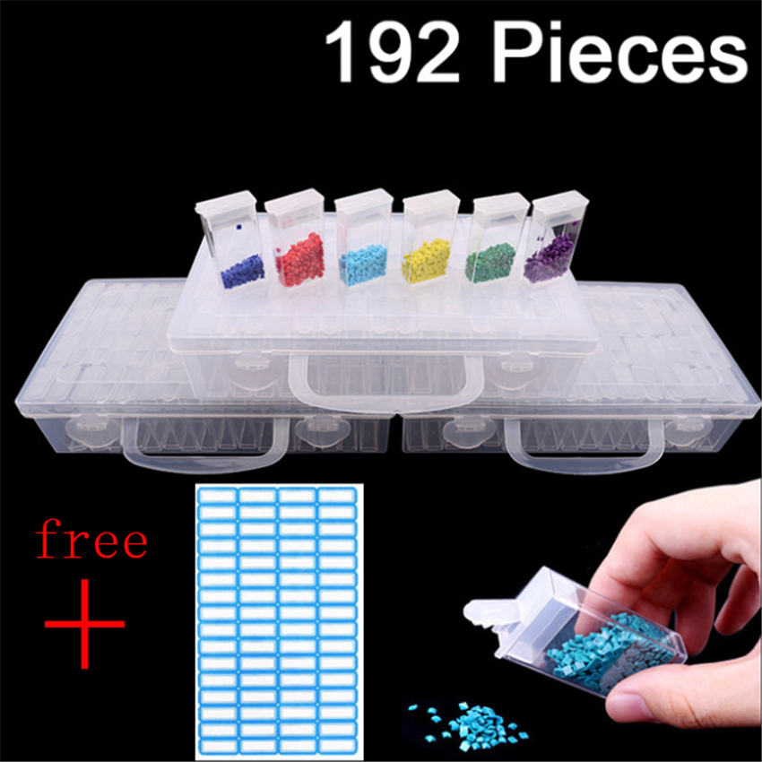 Grote Diamant Schilderen Tool Container Diamant Borduurwerk Stone Opslag Accessoire Mozaïek Gemak Doos Met Gratis Sticker: 192pcs