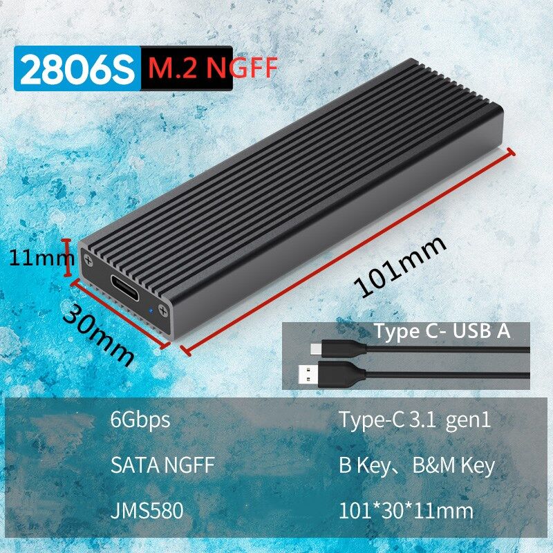 Blueendless Mini M.2 Caso del Disco Rigido 10Gbps Gen1 Gen2 1G in 1 Secondo di Alluminio SSD Enclosure per il COMPUTER accessori NGFF NVME SSD Caso: M2806S