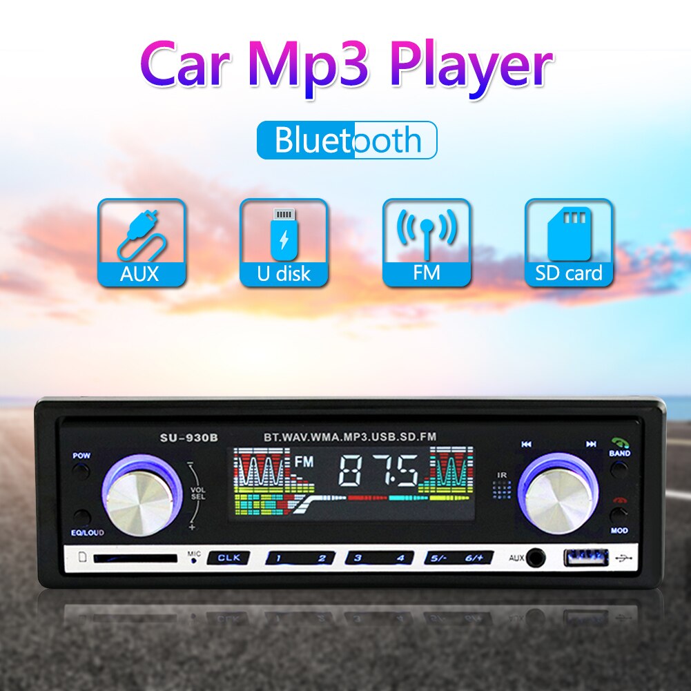 MP3 Player FM Radio BT AUX-in U Disk 1 DIN In Dash Head Unit SU-930B Car Stereo Outdoor Personal Car Parts Decoration