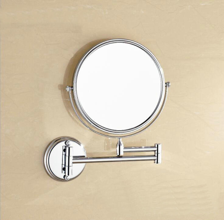 Miroir télescopique pour toilettes, miroir de salle de bain, cosmétique, miroir rotatif pliant, double face, suspension murale grossissante: chrome
