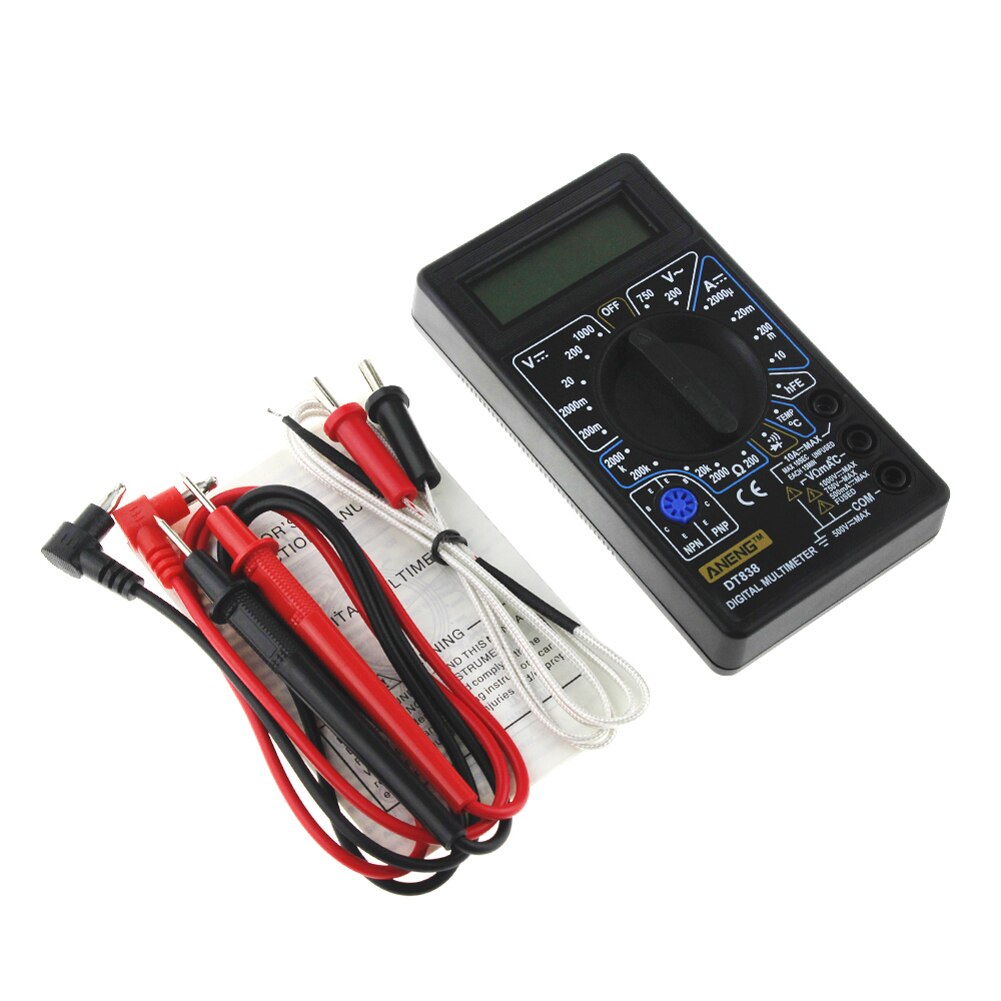 XL830L Handheld Digitale Multimeter Lcd Backlight Draagbare Ac/Dc Amperemeter Voltmeter Ohm Voltage Tester Meter Multimetro: DT-838