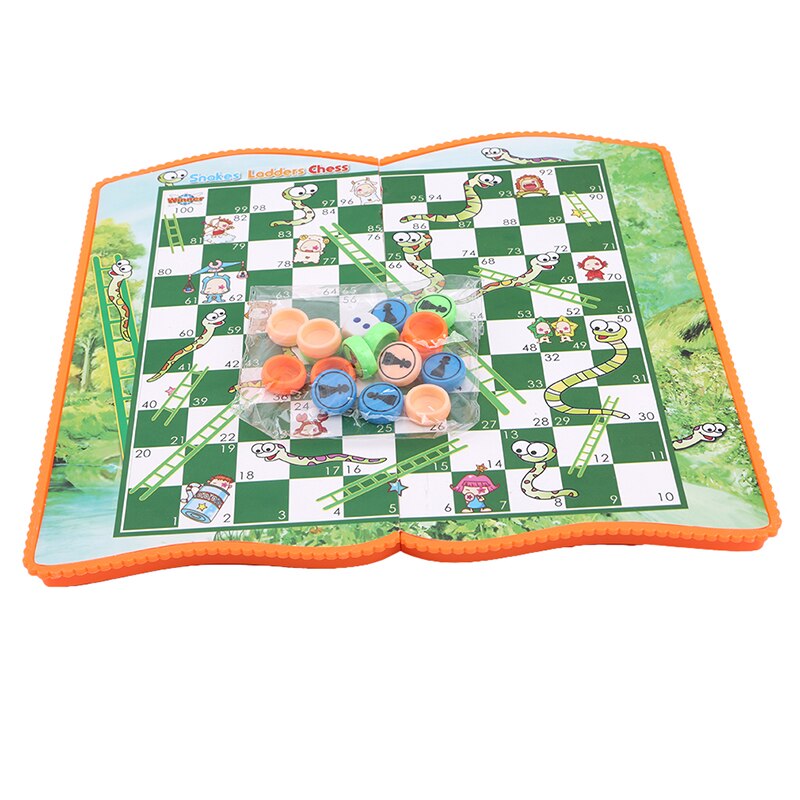Partito del bambino Portatile Pieghevole Gioco di Scacchi/Dama/cinque-in-a-fila/volo di Scacchi giochi di Gioco Educativo per I Bambini: snake ladder chess