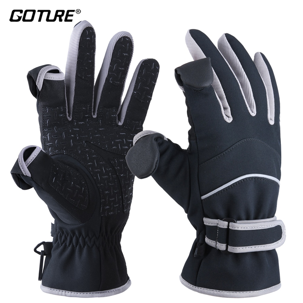 Goture Winter Fishing Gloves 10°F -12℃ Bearing Temperature Warm Waterproof Anti Slip Cut Neoprene Gloves Carp Fishing Tackle