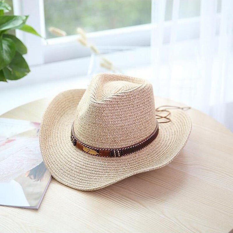 Ymsaid sommerstil cowboy stråhatt kvinner menn sommer utendørs reise strandhatter unisex fast vestlig solskjermhette