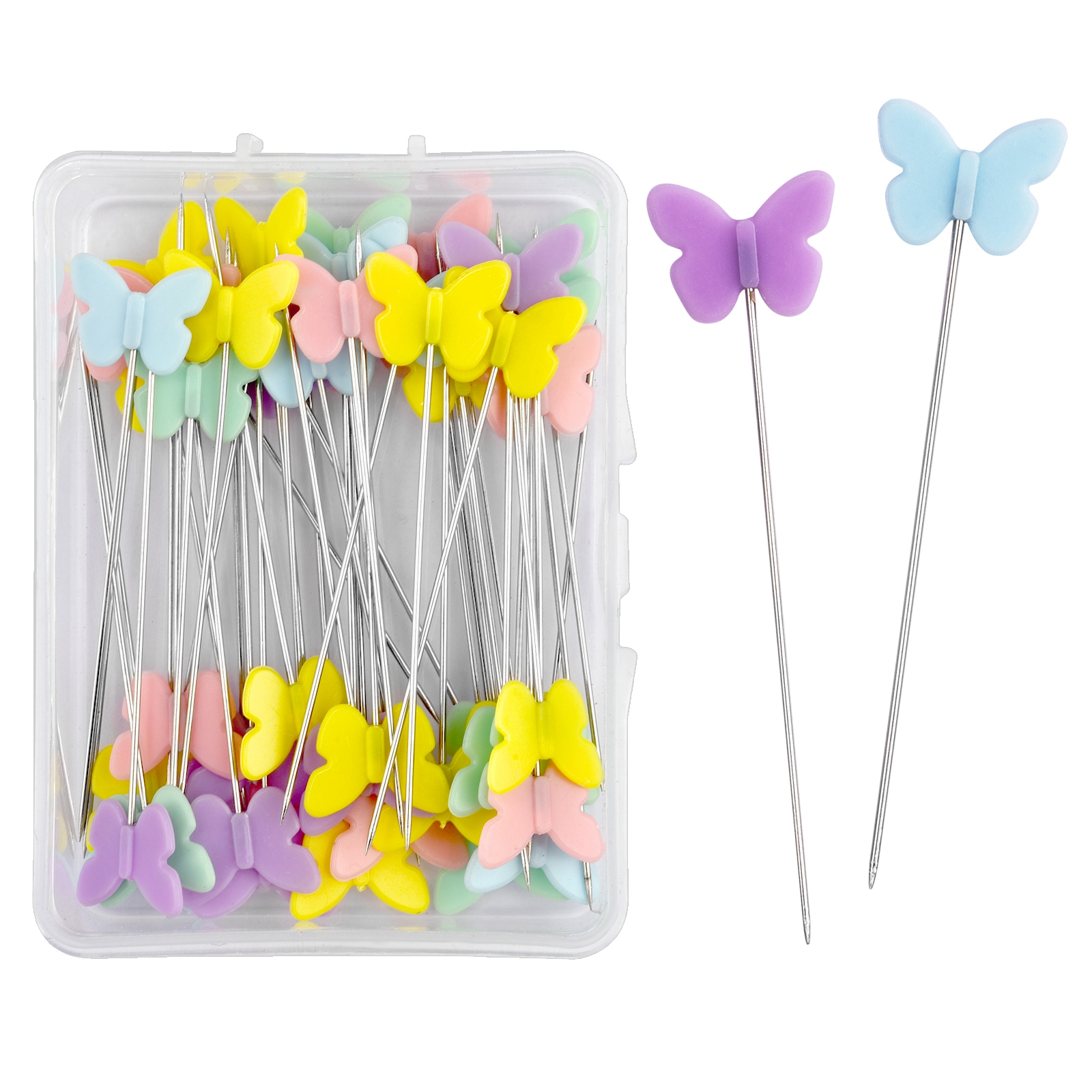 100/50 Uds. Alfileres de costura bordado herramientas para acolchar aguja fija alfileres de botón de Metal herramientas de accesorios de costura DIY: M / Lavanda