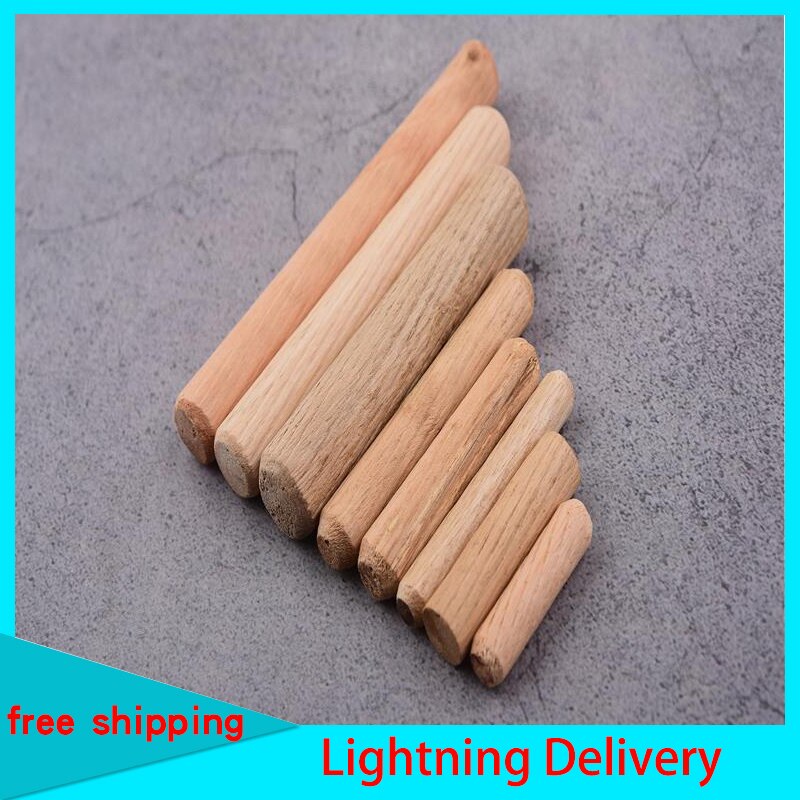 High Dutch Wooden Stick Home Connector Round Wooden Plug Twill Wooden Pin Furniture Connector M6M8M10M12 50pcs