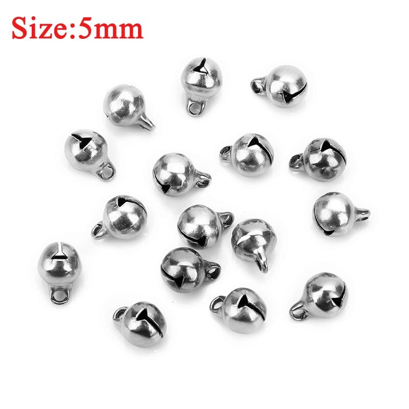 Sauvoo 30 stks/partij Rvs Jingle Bells 5mm 6mm 8mm 10mm End Charms Bead voor Armbanden kerst Ambachten Sieraden Decration: 5mm