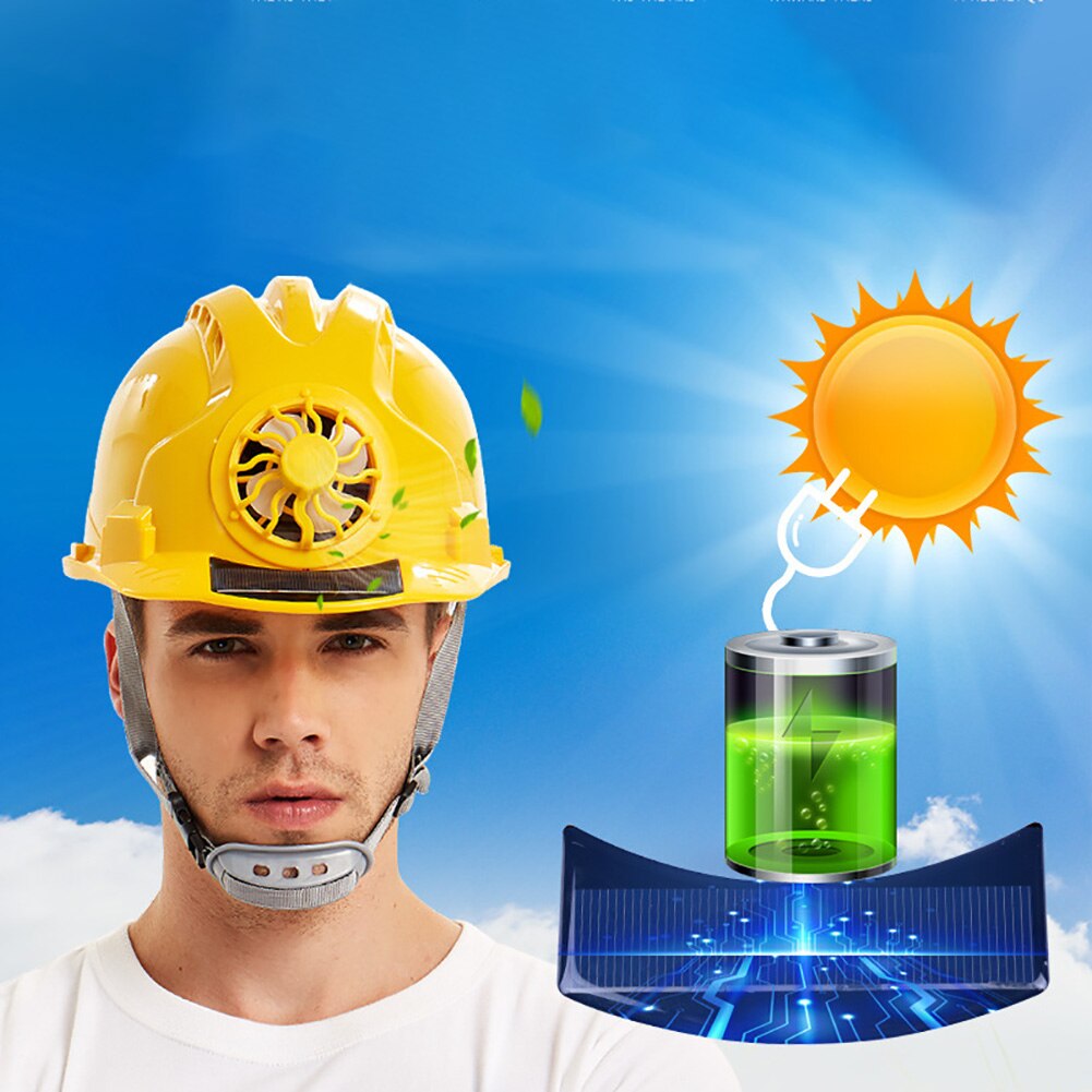 With Fan Sunscreen Ventilate Hard Helmet Hat Cycling Security Workplace Outdoor Safety Protective Construction Solar Power