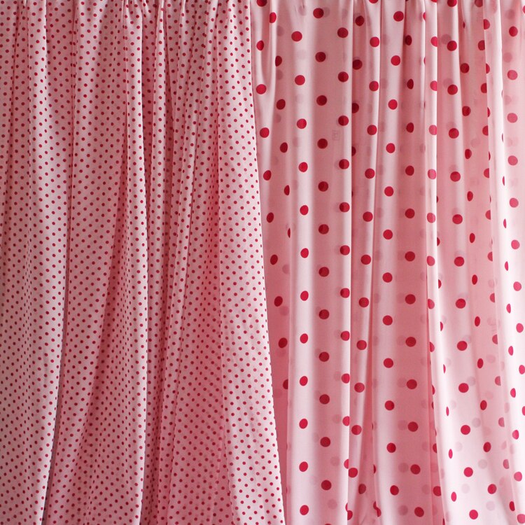 50*145cm Light Pink Polka Dot Small Dot Printed High Twist Chiffon Fabric Dress Shirt Women's Handmade DIY Fabric