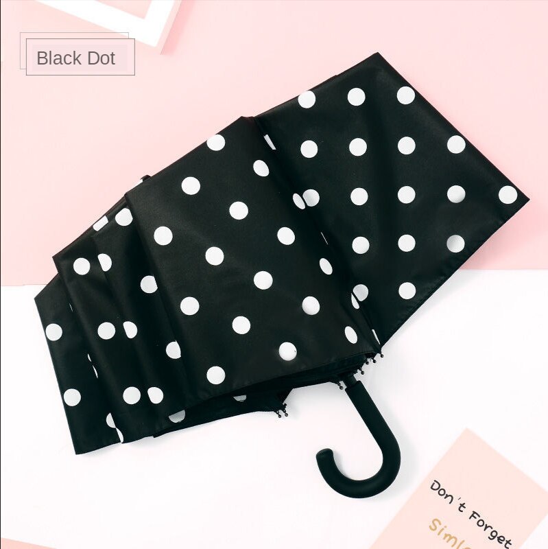 Black&amp;white Dot Umbrella Rain Women Uv Hook U-shape Curved Handle Umbrella For Women Windproof Umbrellas: manual-black dots