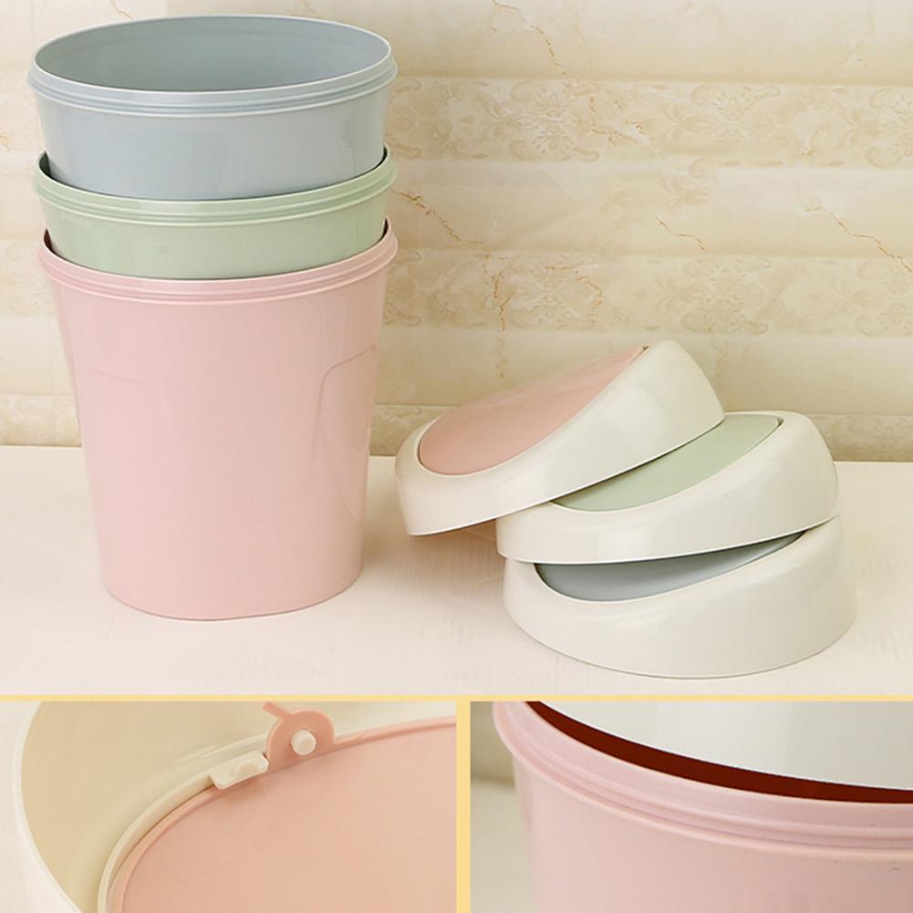 Portable Mini Flip Lid Plastic Home Living Room Desktop Bedside Trash Can Garbage Bin Table Bed Supplies Accessories Products