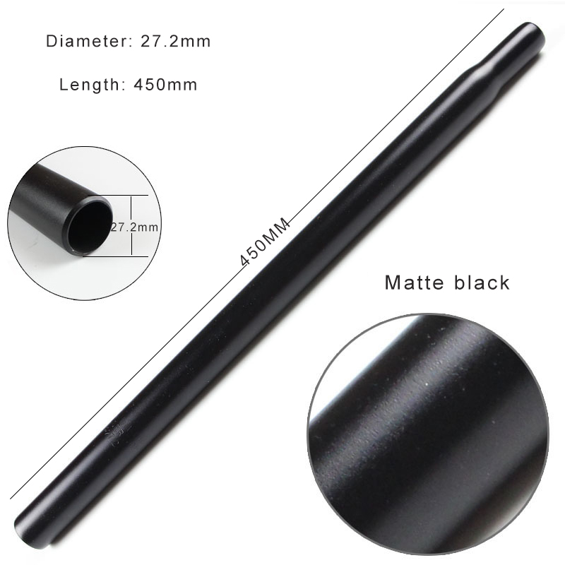 25.4/27.2Mm Mountain Mtb Bike Zadelpen Aluminium Zadelpen Lange Vaste Gea 350 450Mm Krimpbare Zadel fiets Accessoires: Black 450MM