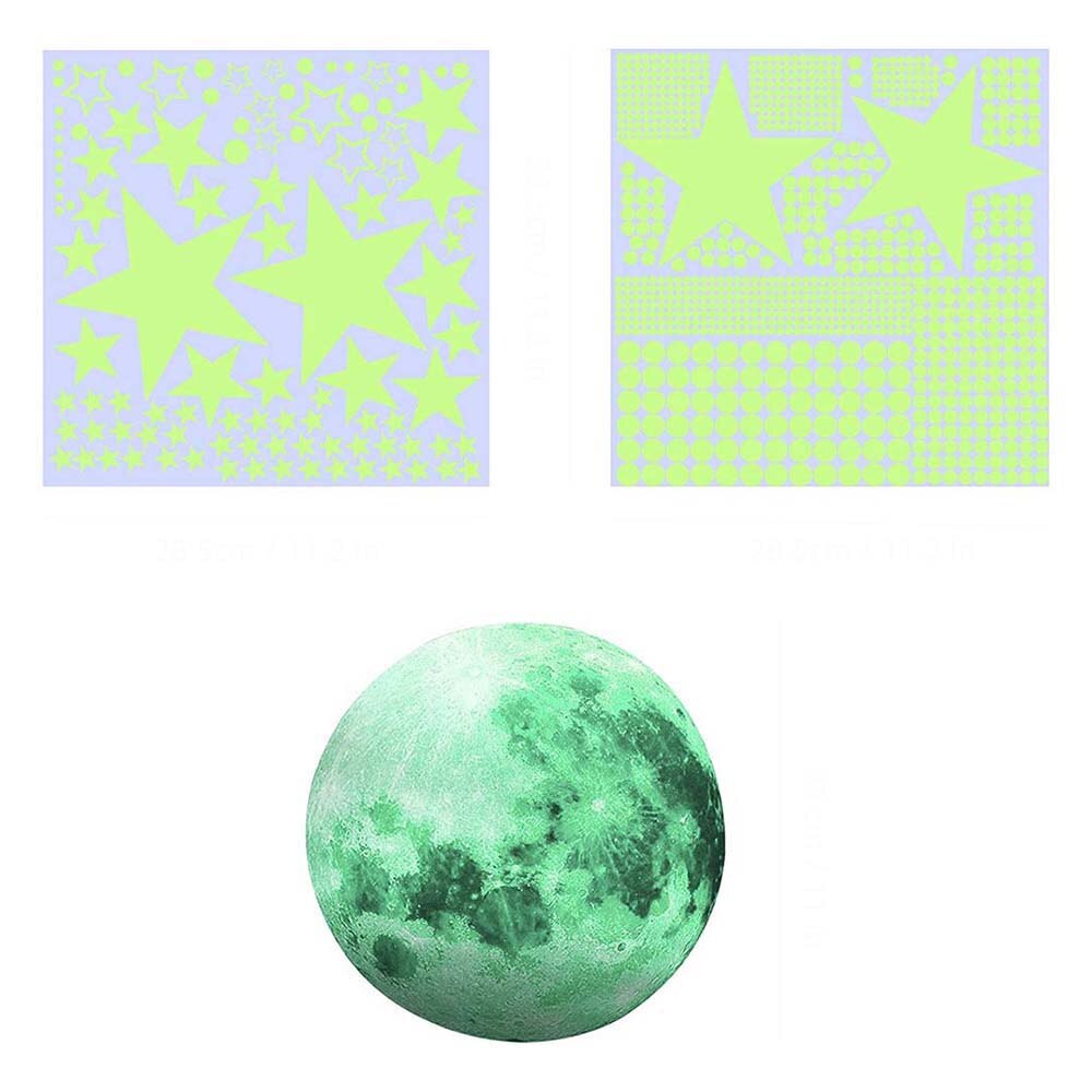 Maan Sterren Stippen Groene Lichtgevende Muursticker Glow In The Dark Kinderkamer Plafond Trappen Behang Fluorescerende Muurschildering Decals: green