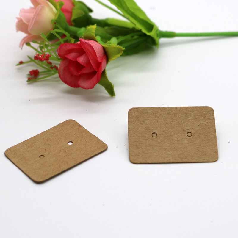 100 pièces 2.5x3.5cm boucles d'oreilles cartes emballage boucle d'oreille affichage porte-carte carton blanc Kraft papier étiquettes pour bijoux à bricoler soi-même affichage: Kraft