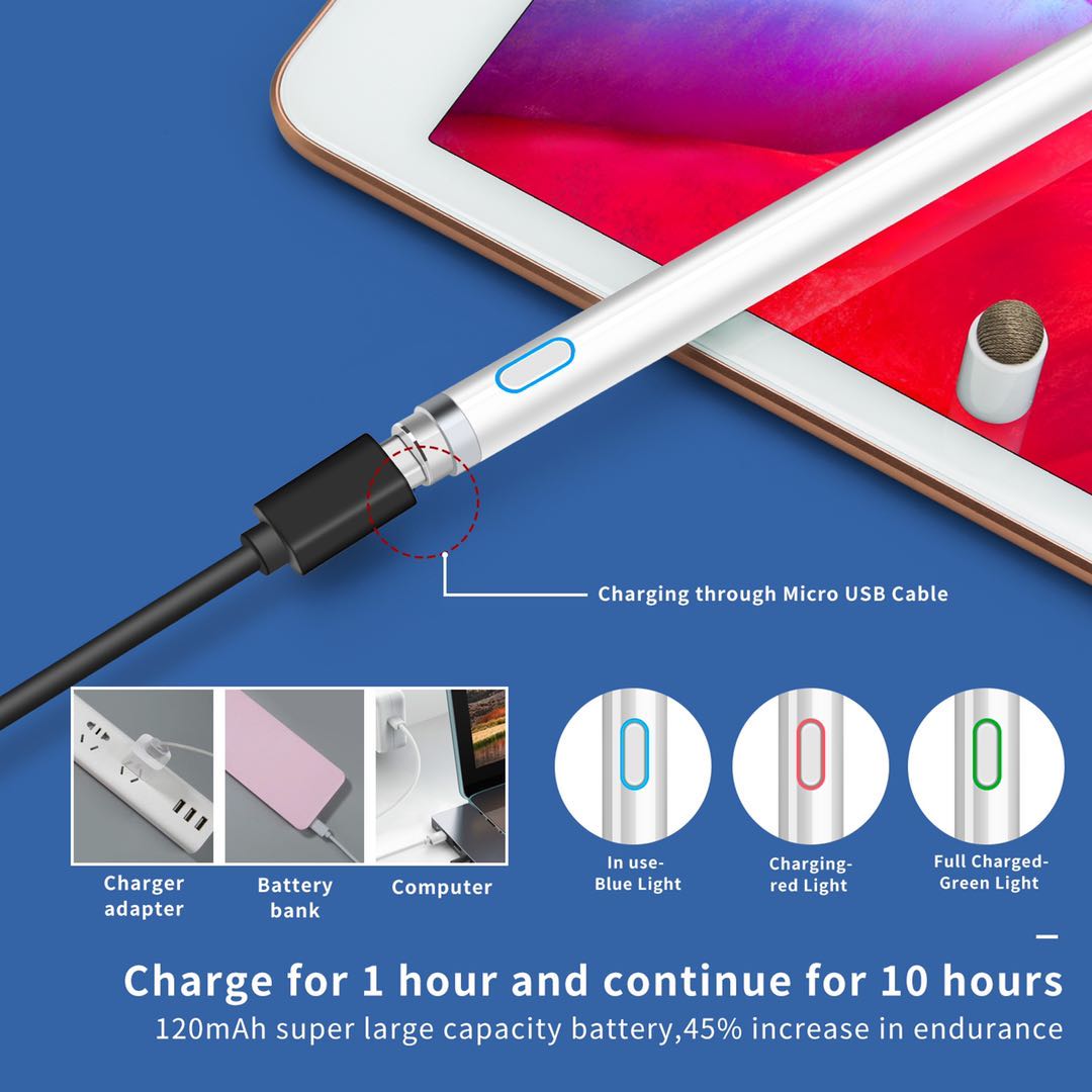 Universal for Apple Pencil iPad Touch Screen Pen Capacitive Stylus Smart Capacitive Pencil Touch Pen for IOS/Android Phone