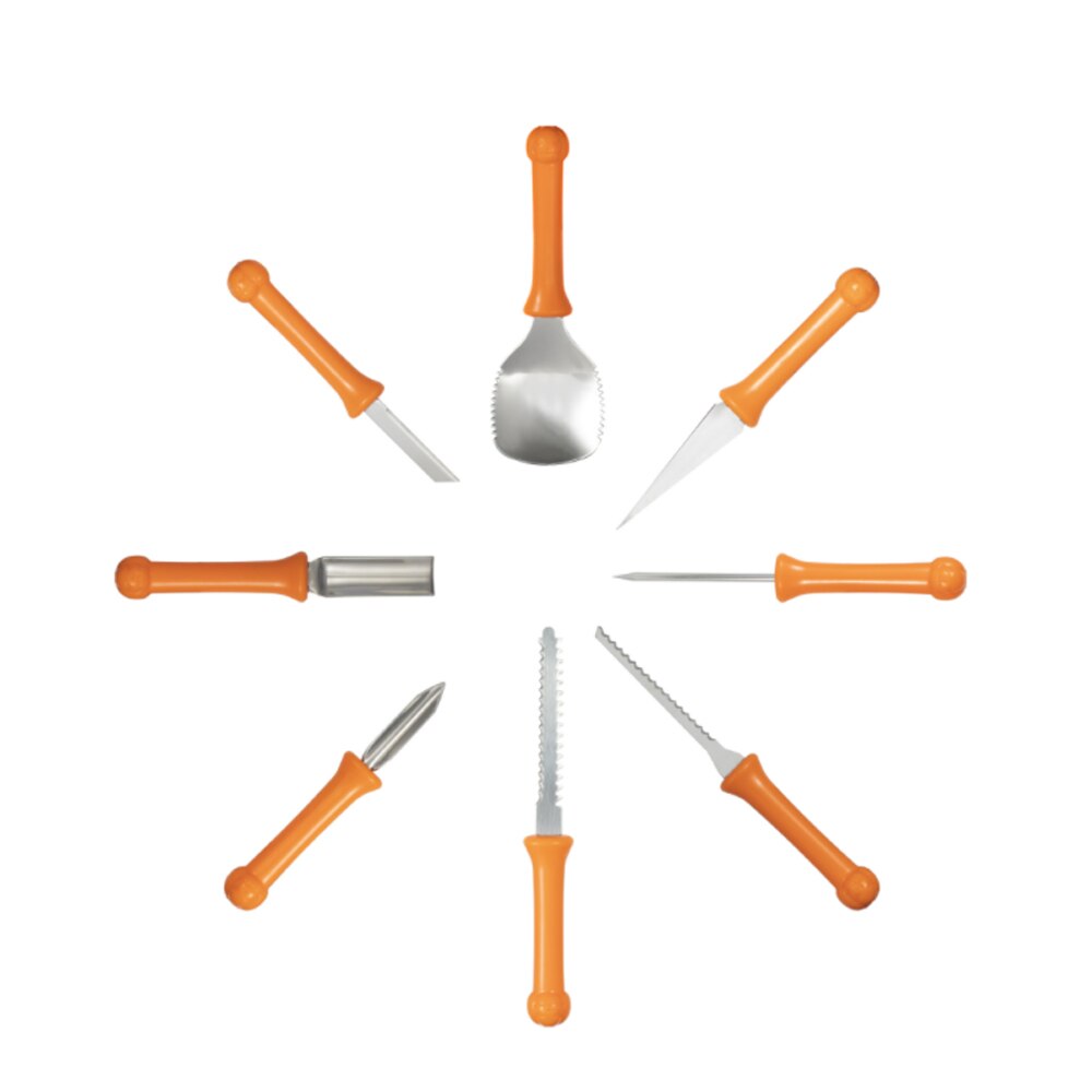 8Pcs/Set Pumpkin Engraving Cutting Tools Pumpkin Carving Kit Ceramics Carving Accessories Halloween With Orange Storage Bag