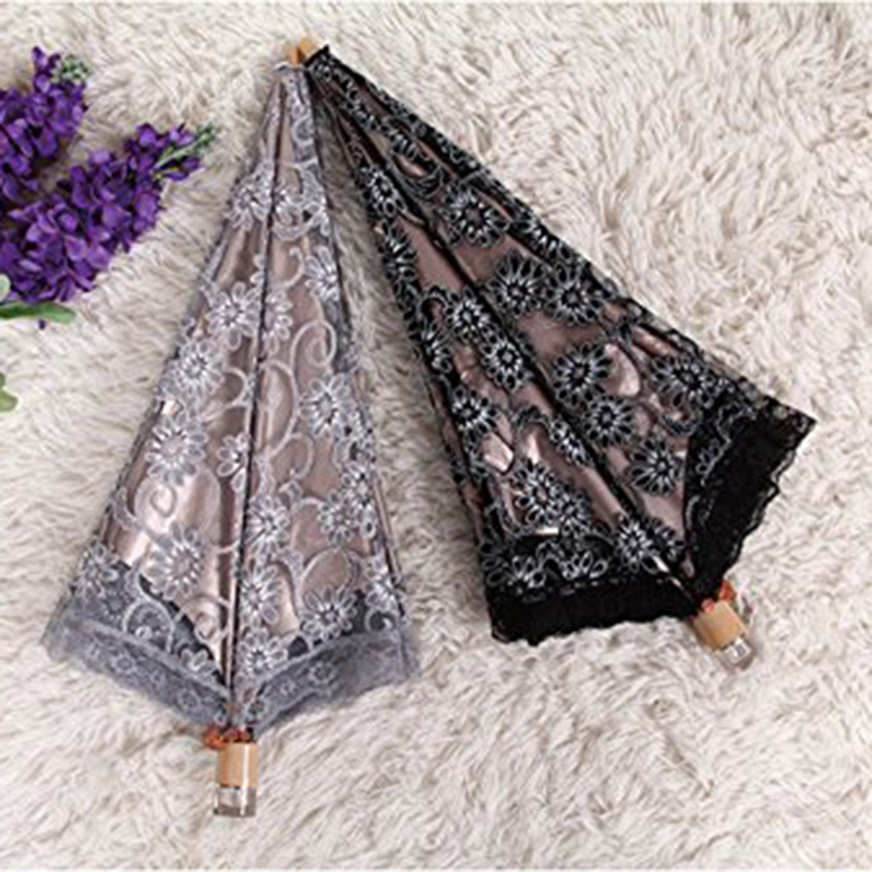 Paraguas de encaje bordado para mujer, sombrilla de verano para niñas, sombrillas para sol y lluvia, sombrilla portátil para mujer